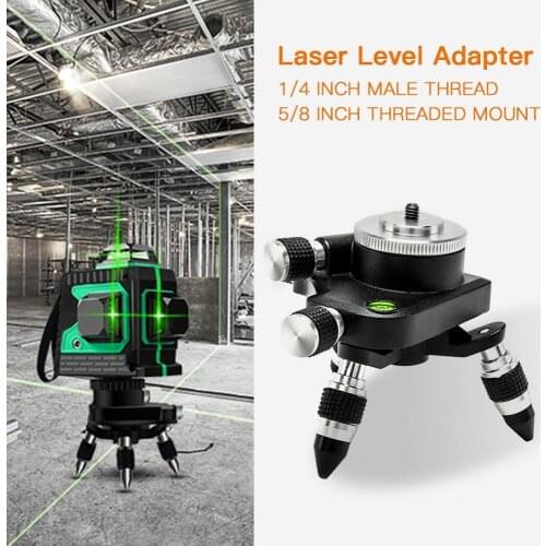 Laser Level Adapter Metal 360-Degree Rotating Base for Laser Level Tripod Connector 1/4 Threaded Mount and Horizontal Bubble Mic