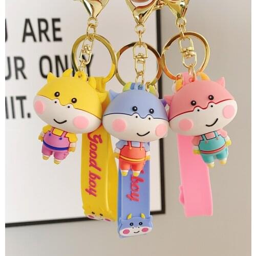 Dairy Cattle Cow Key Chains Farm Cute Animal Keyrings Bag Car Purse Decoration Keychain Women Child Charms Exquisite Gift 2021
