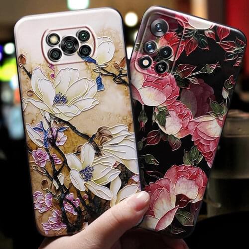 Red Rose Flowers Phone Case For Xiomi Xiaomi Poco X3 NFC Case Coque For Fundas Xiaomi PocoX3 NFC Cases Black Soft Silicone Cover