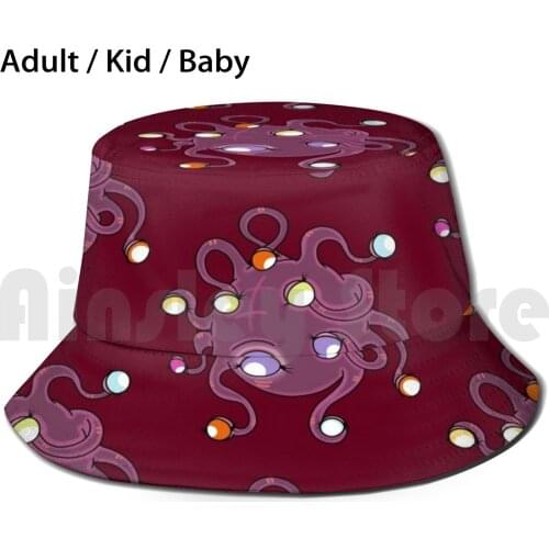 Chibi Beholder Sun Hat Foldable UV Protection Beholder Chibi Beholder Cute Dnd D D Violet Pink Tentacle Rpg Ttrpg