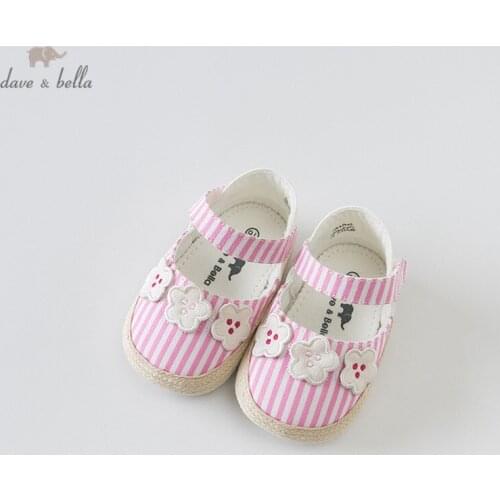 DB12848 Dave Bella spring baby girl striped shoes new born girl casual shoes floral barnd shoes