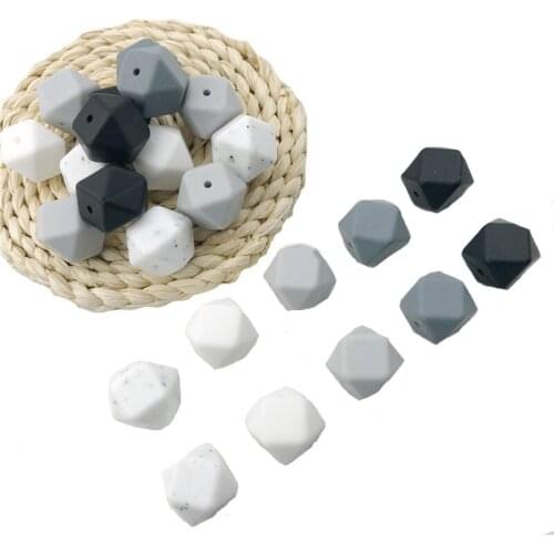 17mm Baby Black Seies Silicone Hex Octagonal Beads 20pc Can Chew Pram Toy DIY Jewelry Nursing Accessories Baby Teether