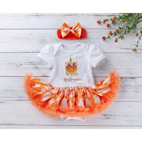 Baby Girls Halloween Outfits Novelty Newborn Infant Cotton Rompers tutu skirts and bows headband Clothes Sets For Party Gifts