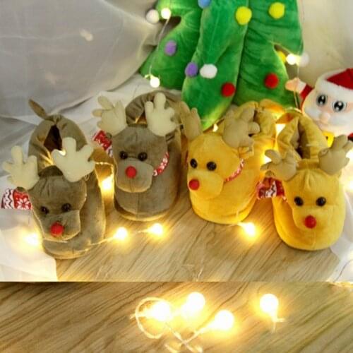 Lovely Christmas Deer Animal Home Indoor Warm Waterproof Antiskid Womens Cartoon Slippers