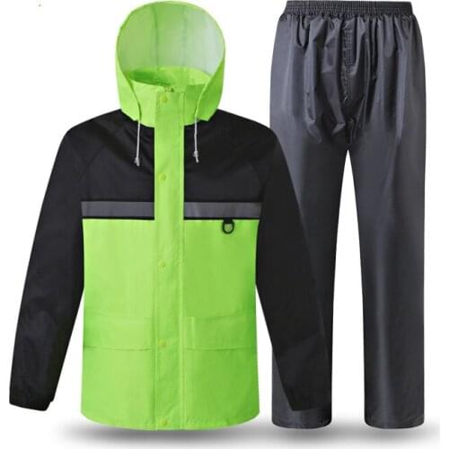 High Visibility Reflective Raincoat Thicken Oxford Waterproof Raincoat Riding Split Set Suit Road Traffic Construction Biking