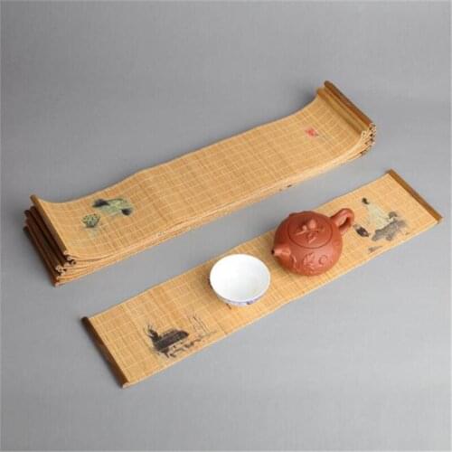 Elegant Tea Tray Napkin Cloth Waterproof Table Runner Tea Mat Tea Ceremony Accessories Handmade Bamboo Curtain Gift