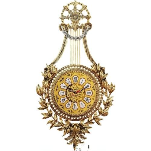 European Vintage Style Pull Copper Gold Wall Clock for Home Decoration