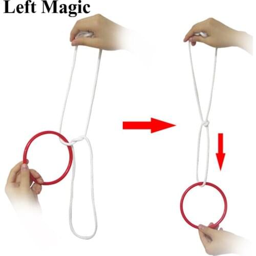 Ring With Rope Magic Tricks Rope Through The Knot Magic Props Close Up Street Stage Mentalsim Magician Toys Illusions