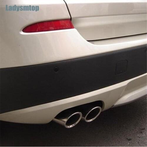 Ladysmtop free shipping 2pcs/set Car-styling stainless steel Auto Exhaust Pipes Tail Rear Pipe Exhaust cover case For BMW X3