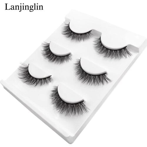 LANJINGLIN 100 boxes natural long false eyelashes fake lashes makeup 3d mink lashes extension eyelash mink eyelashes