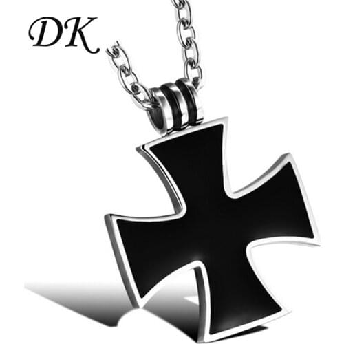 Metal swastika pendant necklace black stainless steel iron cross pendant necklace jewelry