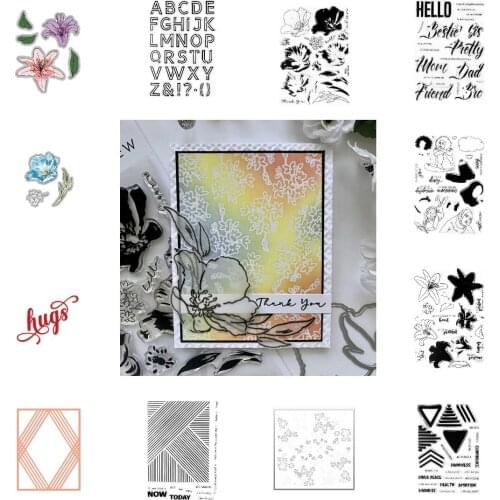 Doodled Triangles Inky Lily Metal Cutting Dies and Silicone Stamps Stencil DIY Scrapbooking Paper Handmade Album