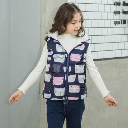 Trendy Kids Boy Girls Outerwear Breathable Hooded Splicing Autumn Spring Cartoon Printing Splicing Zipper Sleeveless Vest Jacket