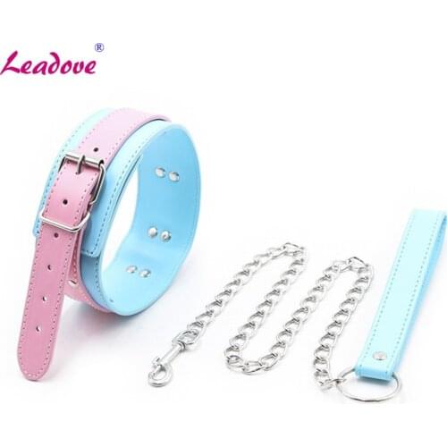 Fashion Gothic Spike Rivet Rivet Necklace Chain Neck Alternative Slave PU Leather Collar Traction Rope Bondage Necklace SP0156