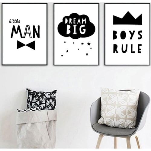Boys Rule Nursery Wall Art Canvas Poster Arrow Print Painting Black And White Quotes Posters And Prints Nordic Kids Room Picture
