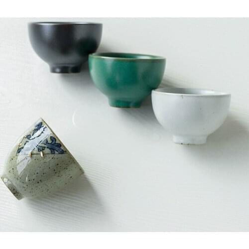 New Chinese iron glaze kiln variant tea cup ceramic household black pottery simple handmade trumpet retro curium porcelain Pu'er