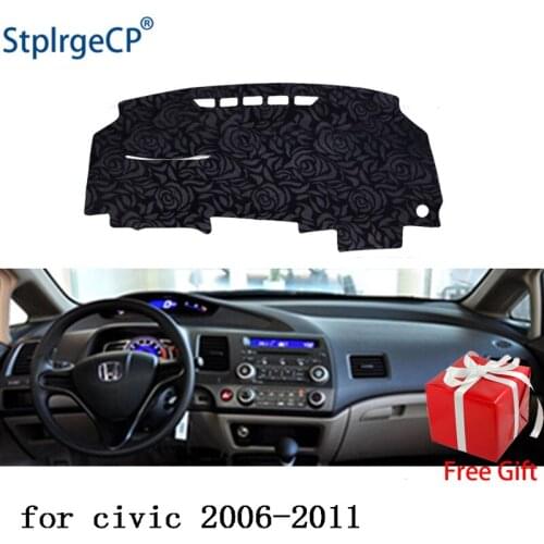 Latest Rose Pattern Non-slip Car Dashboard Cover Dash Mat Pad DashMat ANti-UV Car Sticker for Honda civic 2006-2011 Car Styling