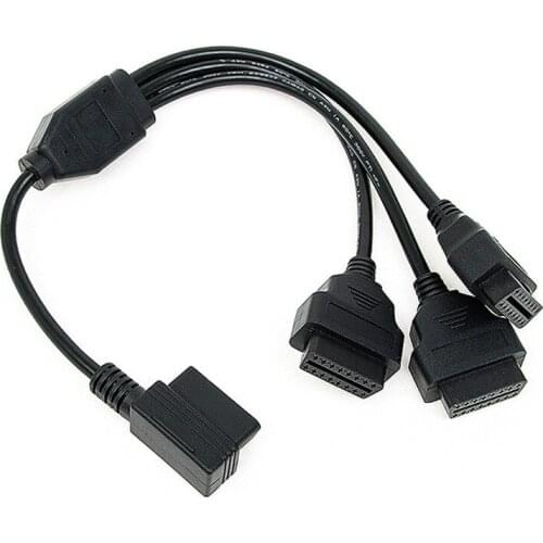 OBDII 16 Pin 1 Male to 3 Female Extension Splitter Cable OBD2 Car Diagnostic Extender Cord Adapter 50cm