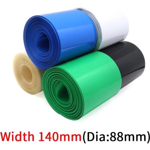 Width 140mm PVC Heat Shrink Tube Dia 88mm Lithium Battery Insulated Film Wrap Protection Case Pack Wire Cable Sleeve Colorful