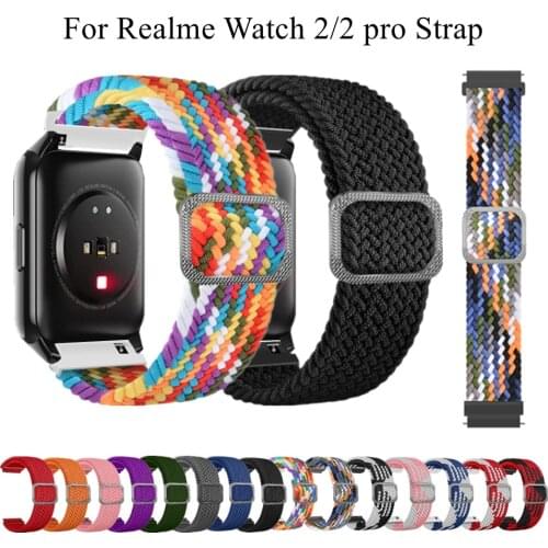 Bracelet for Realme Watch 2 Strap Elastic Adjustable Nylon Braided Wristband for Realme Watch 2 Pro Replacement Band Correa