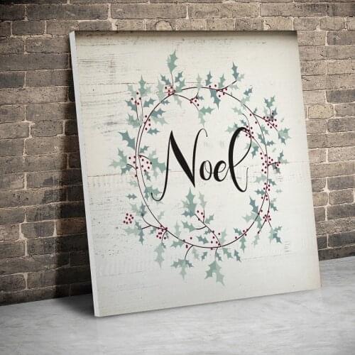 Framed Christmas Noel Wreath Christmas Posters Canvas Paintings Wall Art Canvas Prints Pictures Kids Room Home Wood Inner Frame