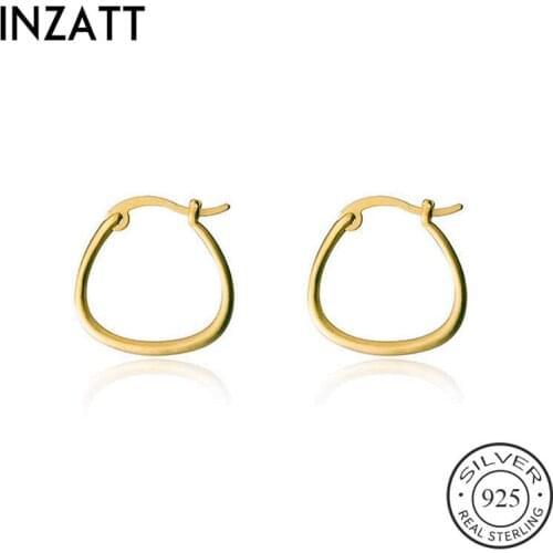 INZATT Real 925 Sterling Silver Irregular Round Hoop Earrings For Women Party Geometric Fine Jewelry Hiphop Accessories Gift