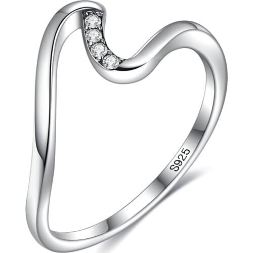 SILVERHOO New 925 Sterling Silver Rings For Women 5A Clear Cubic Zirconia Geometric Irregular Ring Anniversary Fine Jewelry