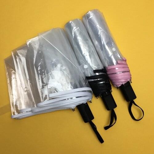 Lovely Transparent Fold Windproof Umbrella For Travel Women Sun Rain Auto Compact Windproof Style Umbrella