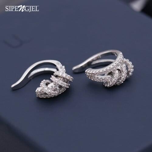 Fashion Cubic Zirconia Circle Round Korean Fake Piercing Earrings Classic Charm Ear Cuffs For Women Earings Fashion Jewelry