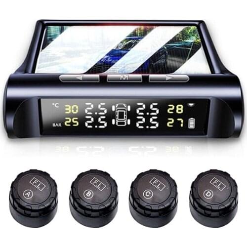 Car Tire Pressure Tpms Monitoring System Solar Power Digital LCD Display USB Auto Security Alarm Smart Tire Pressure Sensor