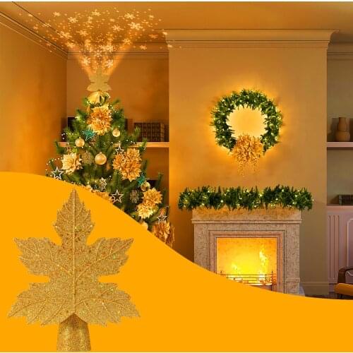 Leaf Shape Christmas Tree Projection Lamp Led Christmas Tree Top Shinning Star for Home Indoor Outdoor Decorations