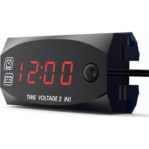 Universal 2 IN 1 LED Car Digital Voltmeter Clock Digital Display Voltage Time Gauge Panel Meter For Car Motorcycle