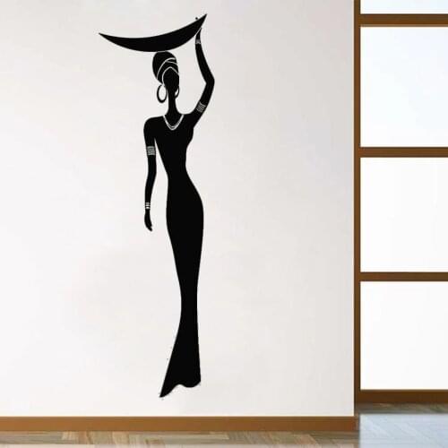 African Woman Girl Vinyl Wall Stickers Murals Living Room Africa Culture Dance Style Decals Home Decoration Pattern DW8545