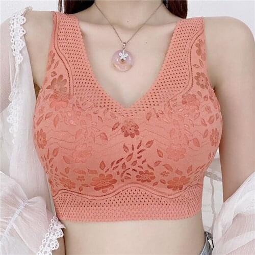 Women Lace Bras 2021 Newest Print Wirefree Ladies Seamless Bras Hot Female Solid Color Foral Breathable Underwear