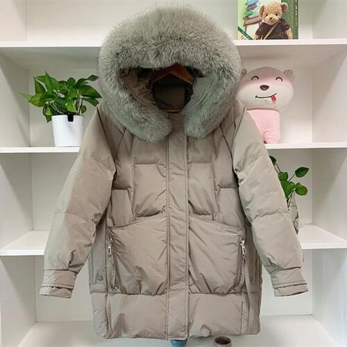Women Thick Warm Down Jacket Winter Jackets Coat Fox Fur collar Long White Duck Down Jackets Abrigo Mujer Casual Parka Overcoat