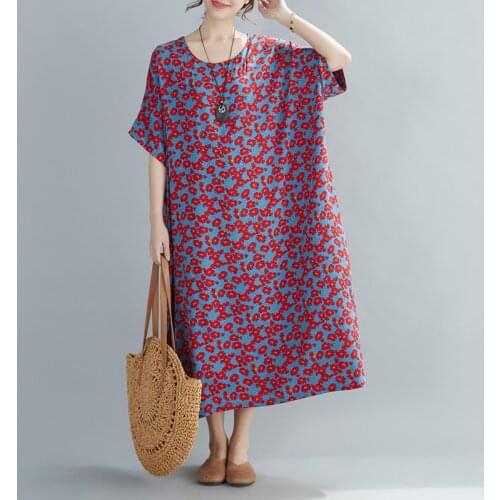 Print Floral Dress 2021 New Arrival Thin Soft Cotton Satin Loose Summer Oversized Dress Holiday Travel Casual Beach Style Dress