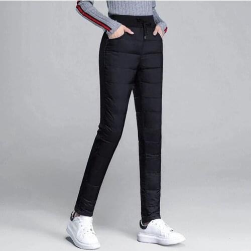 Winter New Down Cotton Trousers Women Down Cotton Pants Warm Pant Snow Wear Thick Warm Straight Pants Sweatpants Plus size M-4XL