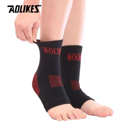 AOLIKES 1Pair Compression Elastic Ankle Support Basketball Sports Ankle Protector Breathable