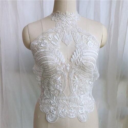 1Piece Ivory White Lace Applique Large Laces Appliqued Sewing Trims Wedding Decoration DIY Lace Accessories Fabric