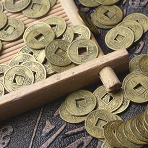 100Pcs Chinese Feng Shui Lucky Ching Ancient Coins Set Educational Ten Emperors Antique Fortune Money Coin Play