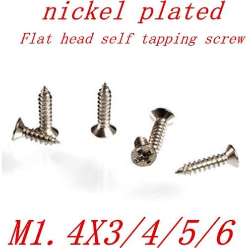 1000Pcs/lot M1.4 1.4mm nickel micro electronic screw cross recessed phillips flat head self tapping screw