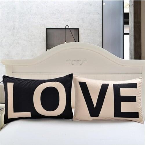 2pcs/set Couple Lover Love Letter Rectangle Bed Pillowcase Cover for Beding Print Soft 50cmx75cm / 50cmx90cm Can Customs Made