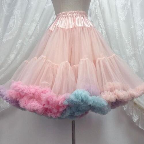 2020 Lolita Skirt Girls Gauze Skirt Daily Boneless Petticoat Rainbow Skirt Tutu Skirt Gothic Lolita Dress Sweet Lolita SL4019