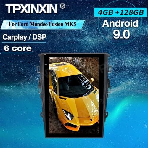 4+128G Tesla Style Android 9.0 Car GPS Navigation For Ford Mondeo Fusion MK5 2013-2017 Multimedia Player Autoradio Audio Stereo