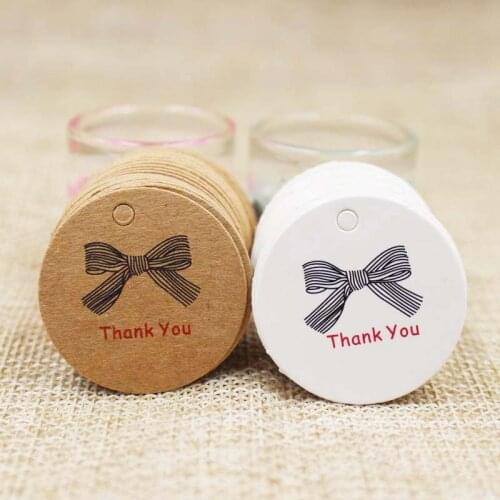 50pcs Handmade Thank you with Red Heart Gift Tags Wedding Party Package Paper Hang Tags Price Label Hang Tag Cards