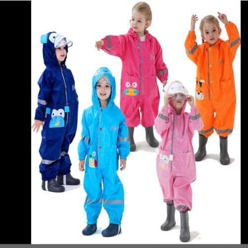 Three-Dimensional Boys One-Piece Raincoat Girl thin Hooded Kid Poncho