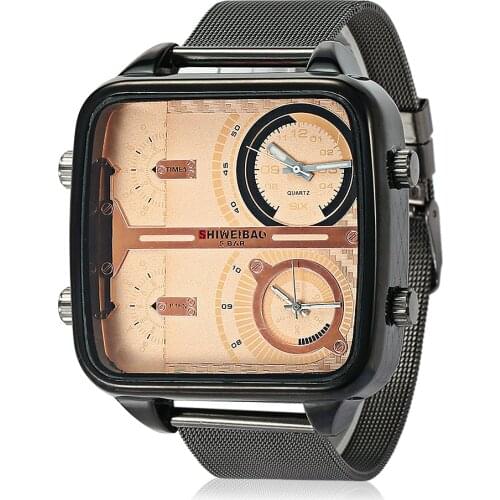 Cool Men Watches Stainless Steel Mesh Band Quartz Wrist Watch For Men Dual Times Military Relogio Masculino Casual Clock Man New