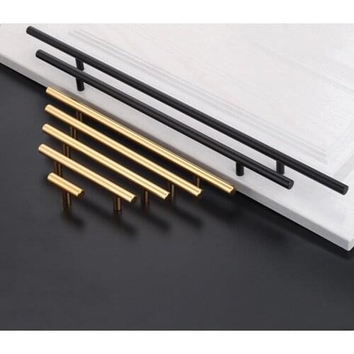 Black Golden Cupboard Handle Brushed Stainless Steel Kitchen Cabinet Door Knob Furniture Drawer Pull Hardware Pulls Bar Handle