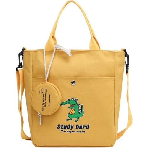 CrocodileCanvasCapacity Women Shoulder Bag Rainbow Cotton Tote Shopper Bag Eco Reusable Shopping Bag Handbag Cloth Messenger Bag