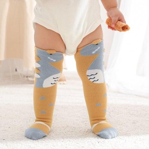 Children Above Knee High Socks With Inscriptions Print Girl Boy Kid Toddler Baby Cute Funny kawaii Dinosaurs Bow Tube Long Sock